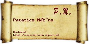 Patatics Mína névjegykártya